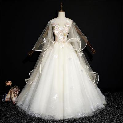 Quinceanera Dress Fashion Puffy Prom Dress Illusion Sleeves Bridal Gown Corset Wedding Gown Butterfly Appliques Bridal Dress m3203