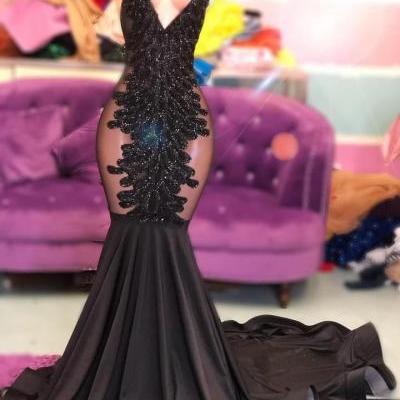black long prom dress sexy evening dress m3438