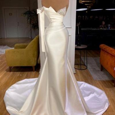 Long Prom Dress, white Prom Dress, Evening Dress m3474
