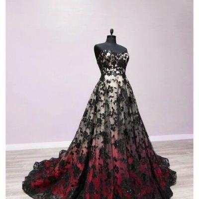  black and red wedding dresses Princess Ball Gown m3735
