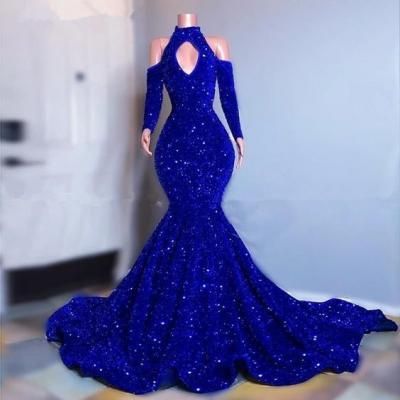  Blue sequins bridal dress, sequins wedding dress m3865