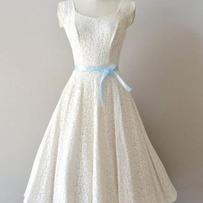 Vintage Ball Gown Beach Wedding Dresses Scoop Lace Mini Short Brdial Gowns m3956