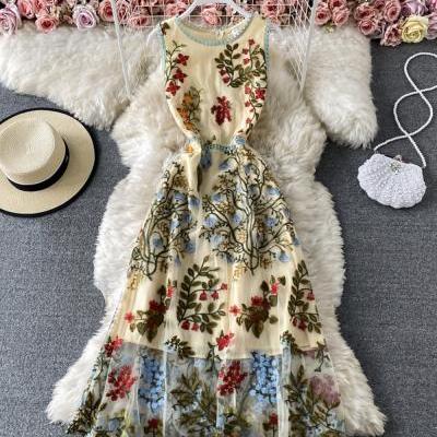 Cute A line embroidery dress