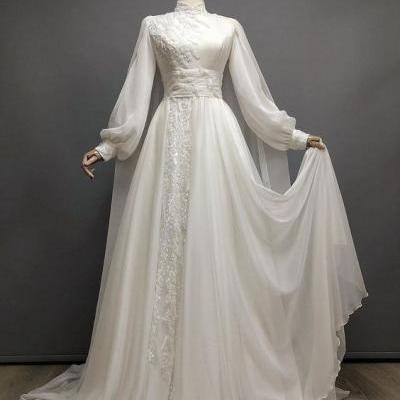 Ivory Long Prom Dress, Long sleeve sexy Party Dress