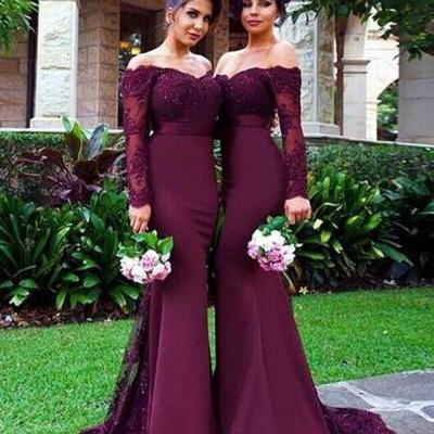 bridesmaid dress,unique maroon lace mermaid long prom dress, burgundy bridesmaid dress