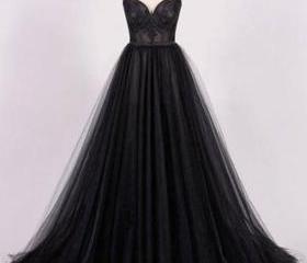 Chic Black A Line Prom Dress Modest Simple Long Prom Dress M1234 on Luulla
