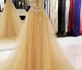Luxury Orange Tulle Beaded Evening Dress Prom Dress cc1384 main image 0