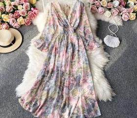 Sweet A-Line Ruffled Neck Long Sleeve Dress