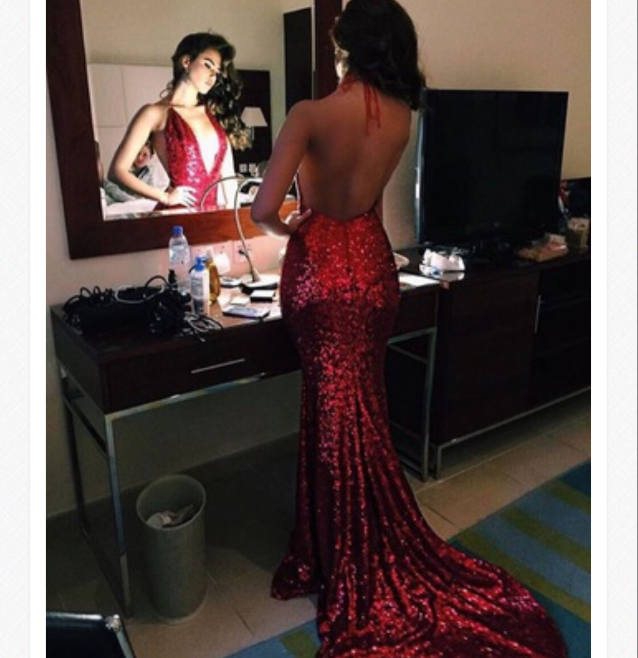 CHIC STRAPLESS SLEEVELESS SWEEP TRAIN MERMAID PROM DRESSES,DS3609