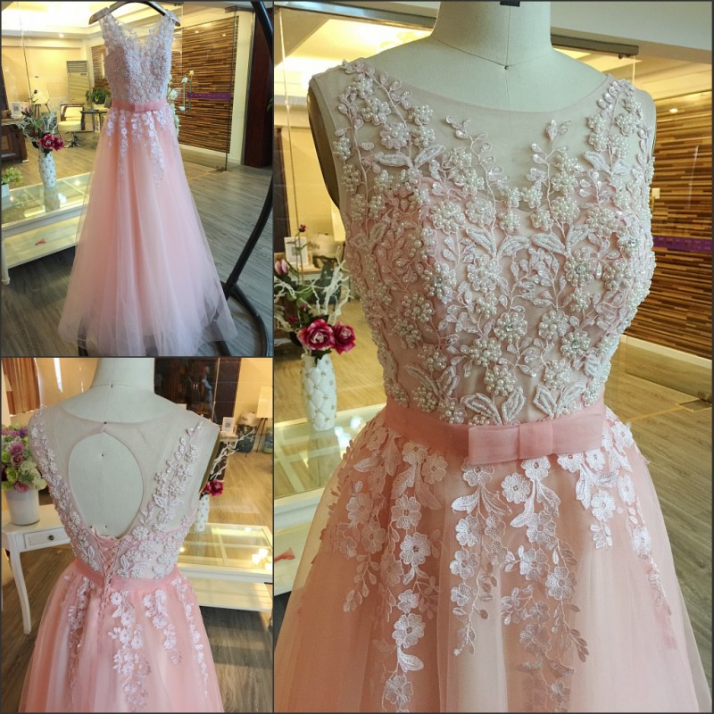 Stunning Prom Dress Light Pink Prom Gowns Long Evening Gowns For Teens