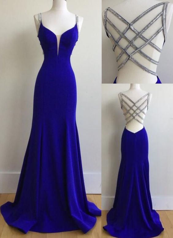 Elegant Prom Dress,long Prom Dress,mermaid Blue Evening Dress,formal Dress M00062