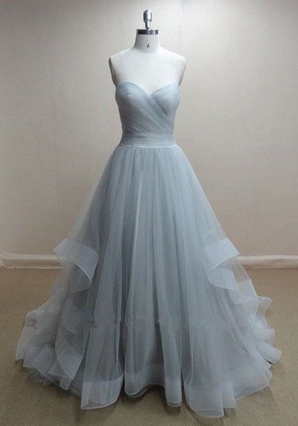 Handmade Grey Tulle Ball Gown Prom Dresses,grey Prom Dress, Formal Dresses, Graduation Dress M0548