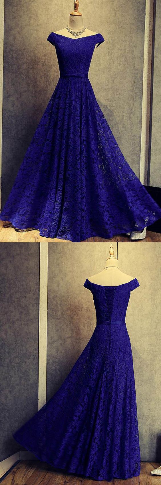 Royal Blue Floor Length Off Shoulder Prom Dresses Evening Dresses M0813