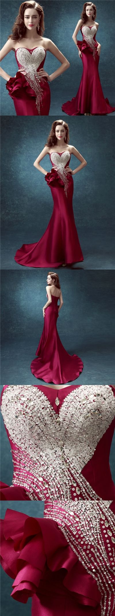 Sexy Prom Dresses Trumpet/mermaid Elastic Woven Satin Long Prom Dress/evening Dress M0879