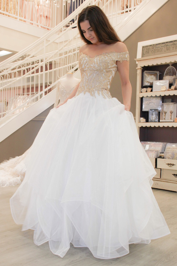 White Off the Shoulder Prom Dress