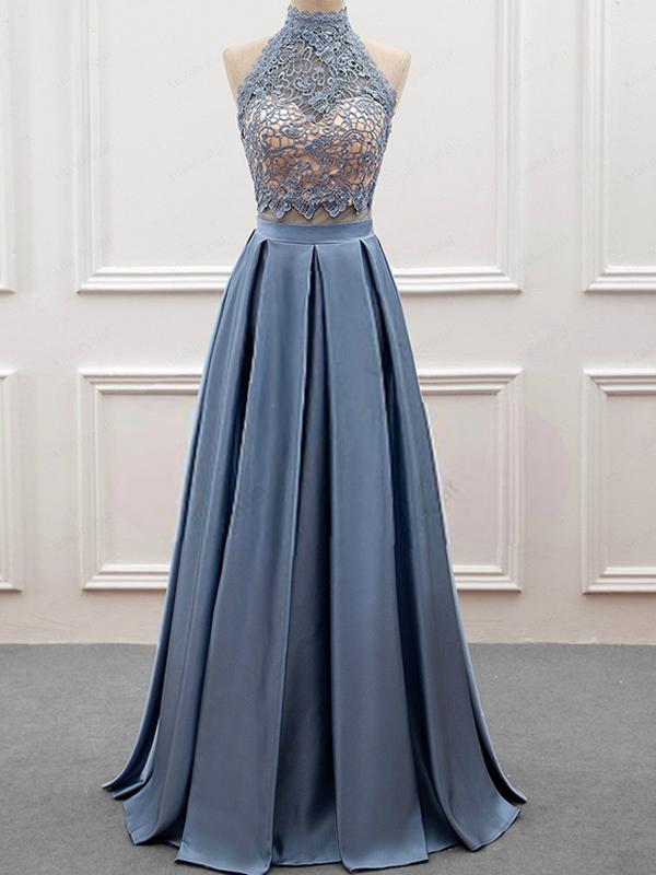 Two Piece Prom Dress Simple Modest Elegant Long Prom Dress, M1432