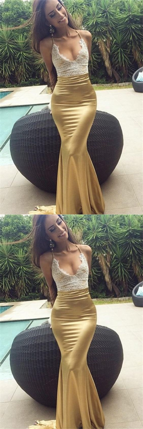 Sexy Jersey Crisscross Back Sweep Train Formal Mermaid Evening Gown Black Prom Dress main image 1