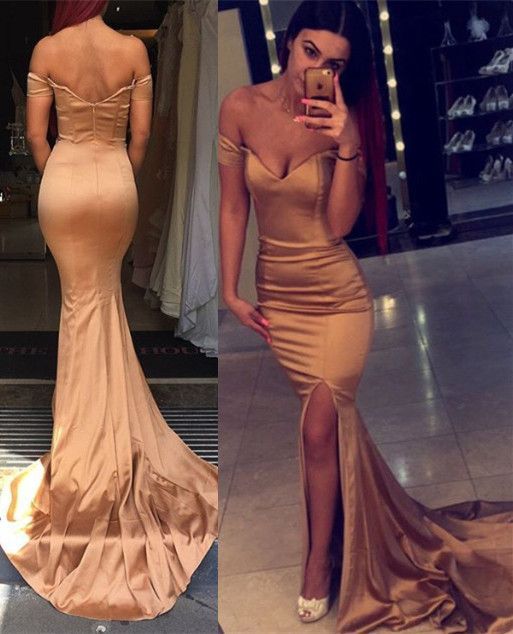Simple Regal Sapphire Off The Shoulder Mermaid Long Prom Dress
