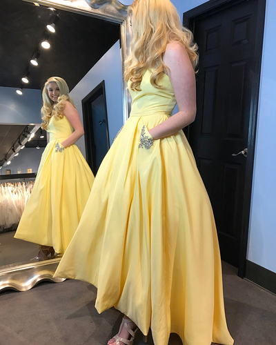 Gorgeous Strapless Yellow Long Prom Dress With Pockets M2153 on Luulla