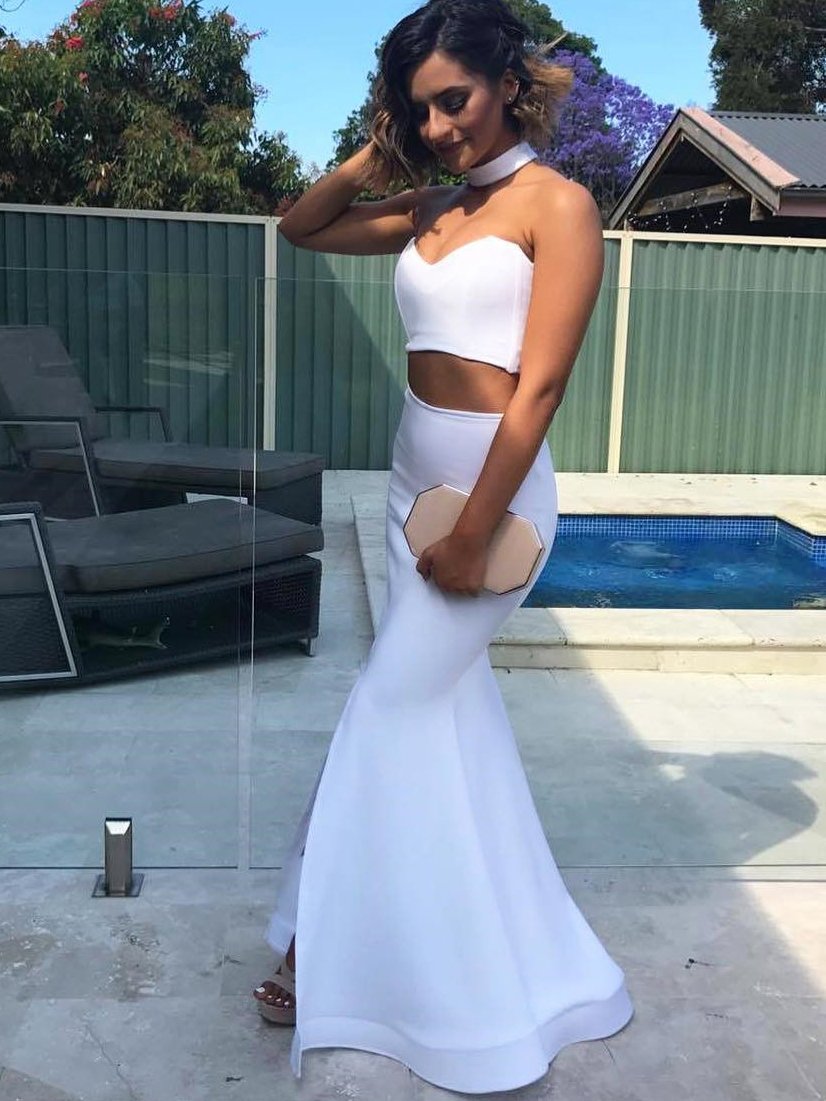Long White Mermaid Prom Dress