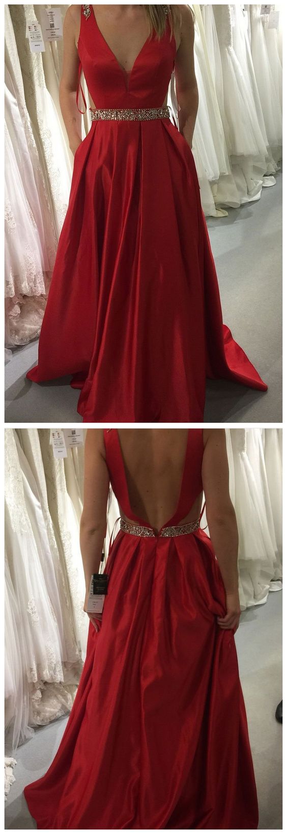 Stunning A-Line V-Neck Beaded Red Short Prom Dress with Homecoming Chic main image 0