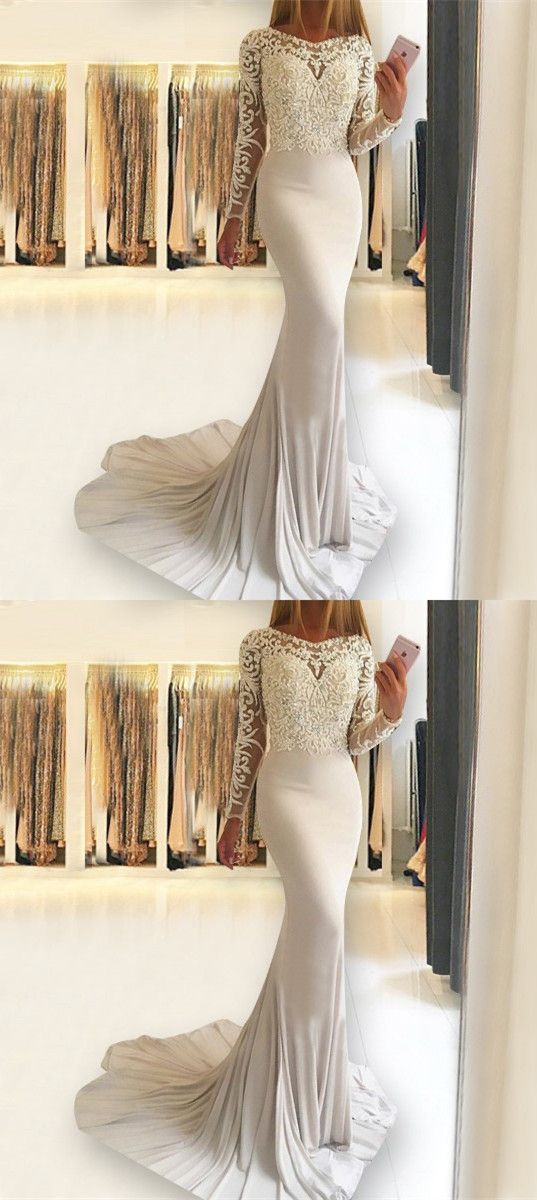Wholesa Mermaid Gorgeous Ivory V-neck Straps Prom Dresses Evening Dresses