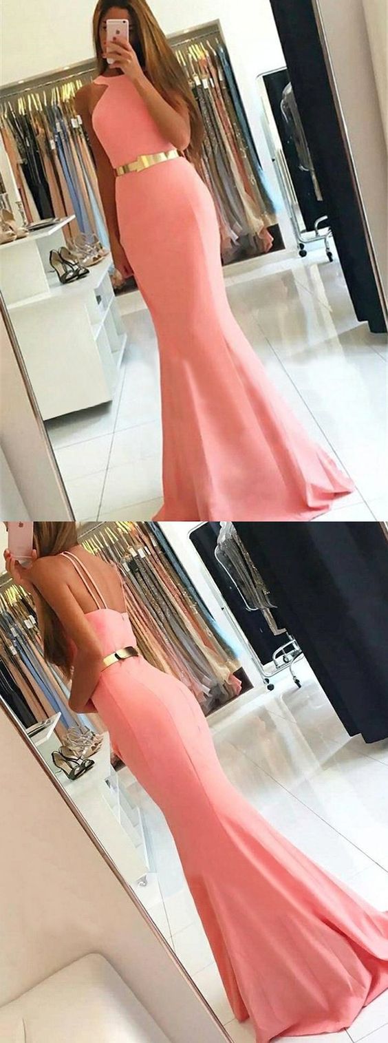 Pink Mermaid Prom Party Dresses, Simple Fashion Formal Evening Gowns M2853
