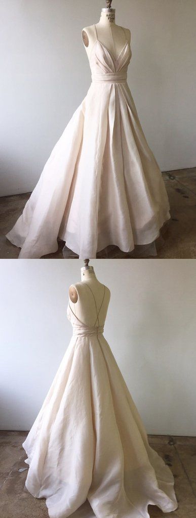 Blush Pink Tulle Long Spaghetti Straps Formal Prom Dress, Evening Dress With Criss Back M3322