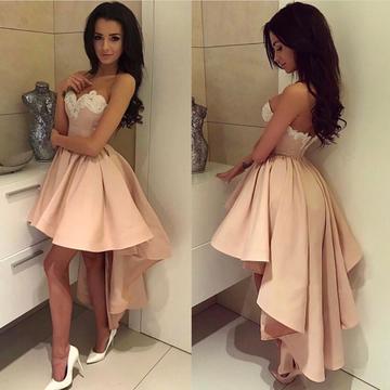 Gorgeous Lace Embroidery Sweetheart A Line High Low Prom Dresses 2018 M3939
