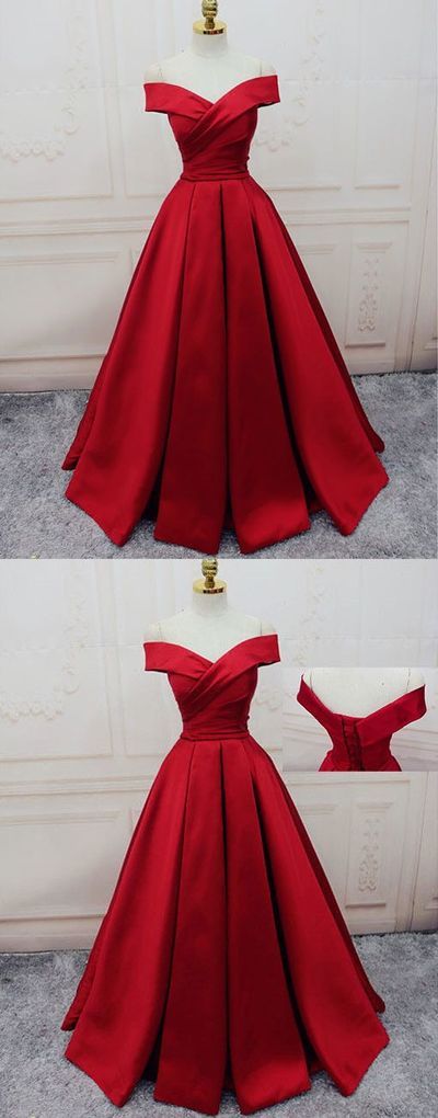 Gorgeous Red Off Shoulder Prom Dress,long Evening Dress,lace Up Prom Dress M5834