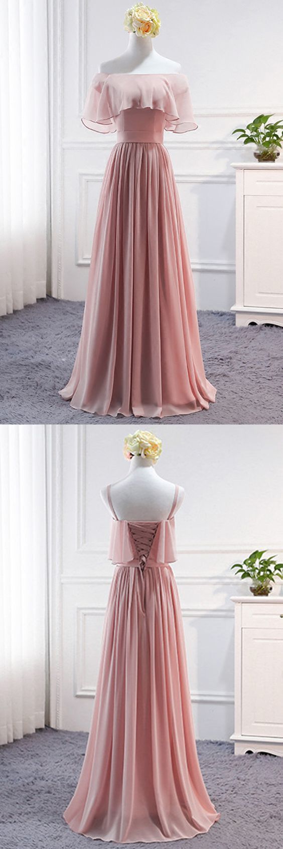 Cute Pink Tulle Off The Shoulder Sweet Prom Dresses M6216