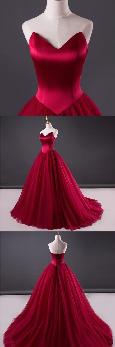 Chic A Line Strapless Tulle Long Prom Dress, Evening Dress C6226