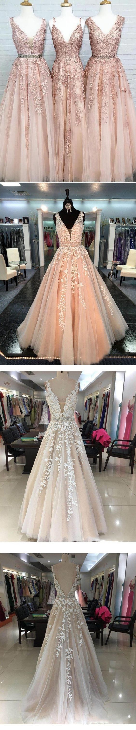 Beautiful Prom Dresses With Straps Aline Appliques Long Sparkly Open Back Prom Dress M6824