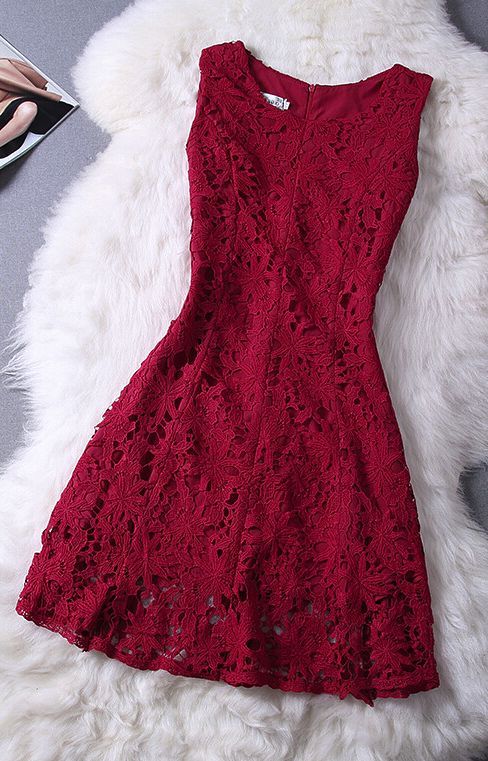 Elegant Lace Homecoming Dress,sleeveless Prom Dress,burgundy Homecoming Dress M7590