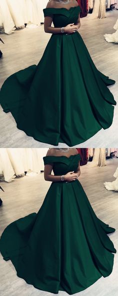 Long Green Prom Dress Off The Shoulder Ball Gown M7696