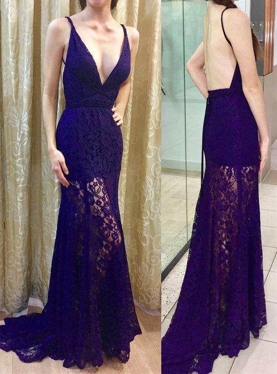 Beautiful Charming Prom Dress,lace Prom Gown,mermaid Prom Dress,v-neck Prom Gown M8053