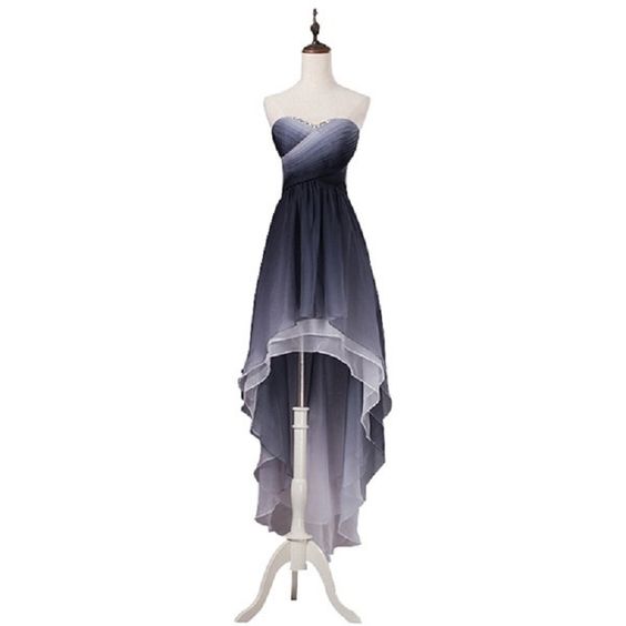High Low Ombre Dress Vestidos Criss-cross Beaded Tiered Prom Dress M8181