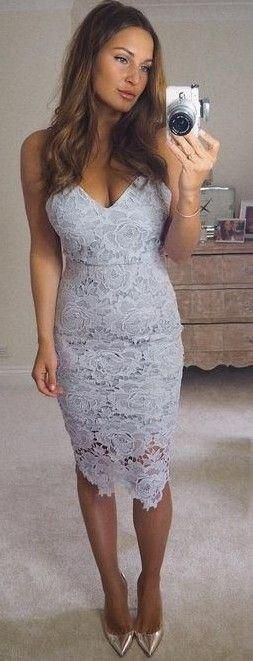 Sweetheart Close-fitting Gray Lace Sexy Homecoming Dress M8266