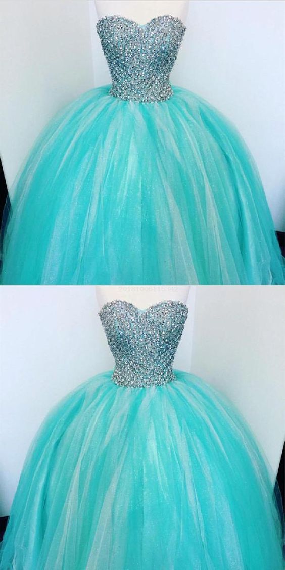 Luxurious Dress 2019 Luxurious Crystal Beaded Sweetheart Turquoise Quinceanera Dresses 2019 M8297