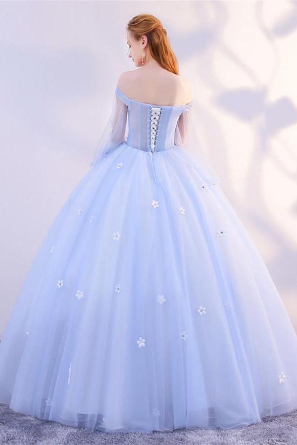 Charming Off The Shoulder Lace Up Ball Gown Princess Prom Dresses M8356 ...