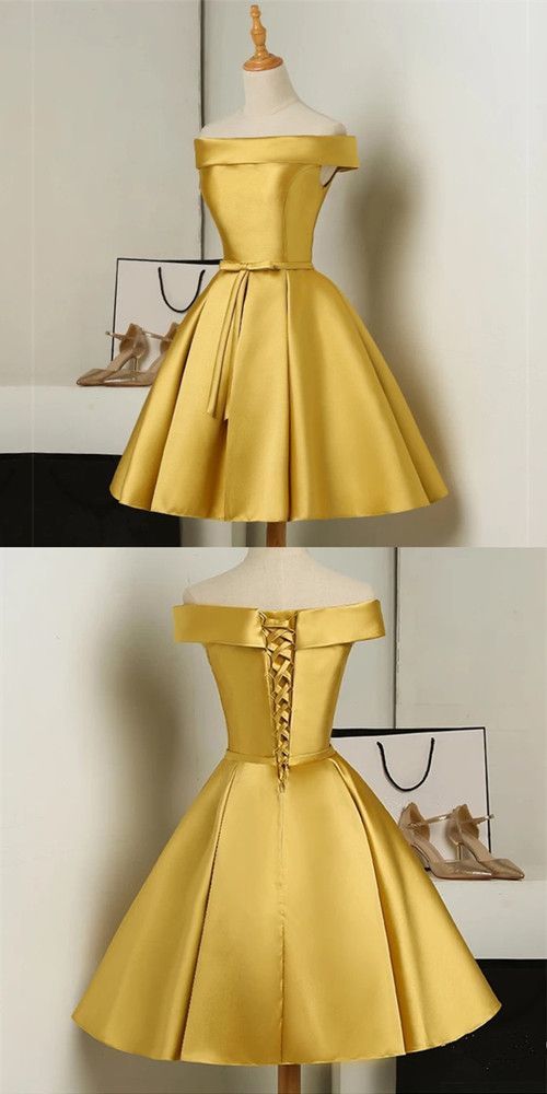 Gold Bridesmaid Dress,short Bridesmaid Dress,elegant Party Dress, M8408