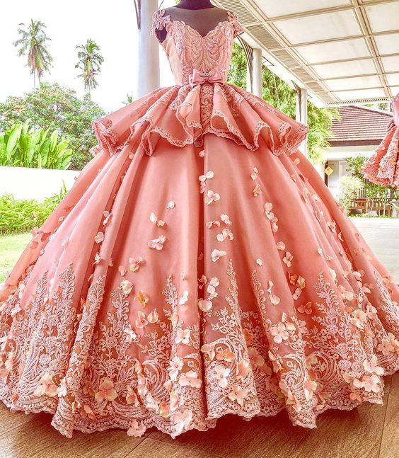 Elegant Fashion Pink Ball Gown ,wedding Dress, Sexy Off Shoulder ,appliques, Bridal Gown, Wedding Dresses M8466