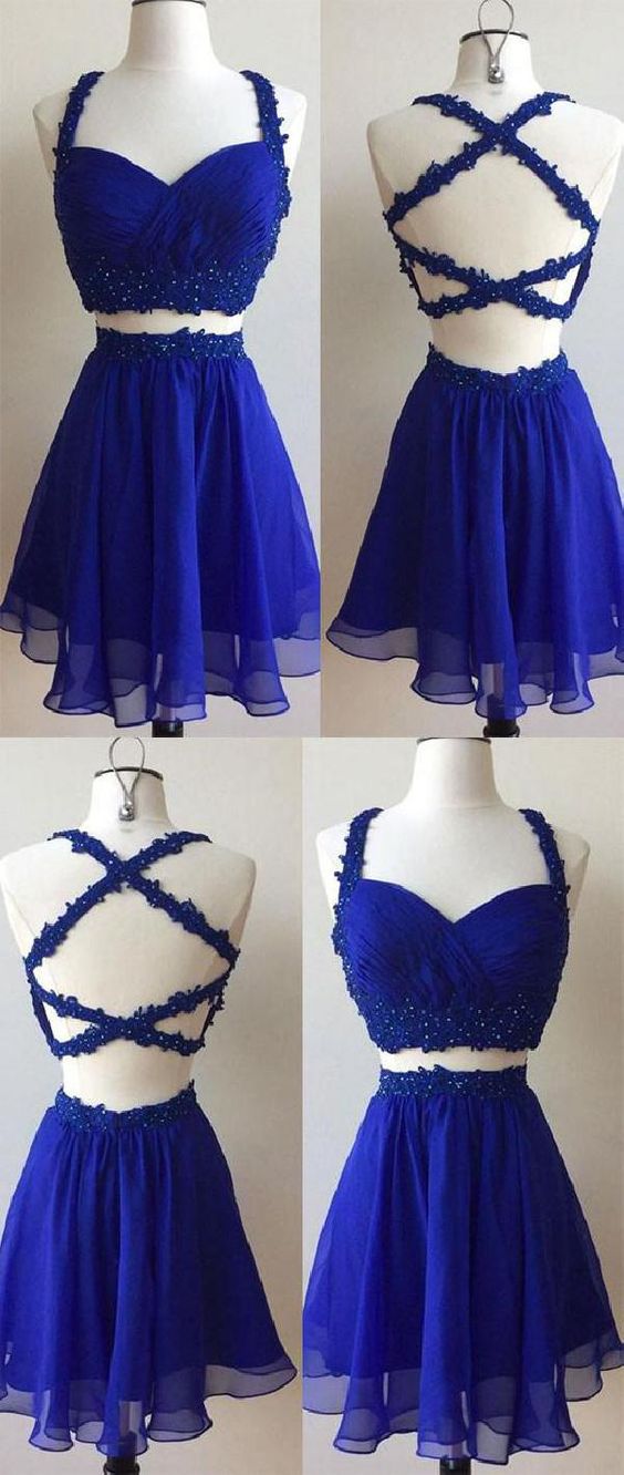Homecoming Dress, Blue Prom Dress, Cute Homecoming Dresses, Prom Dress, Homecoming Dresses Two Piece M8473