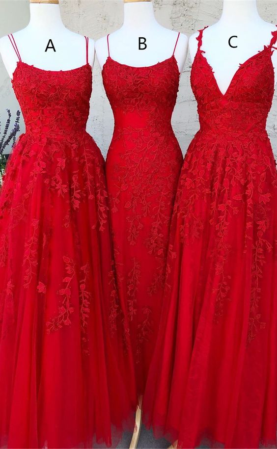 A-line/sheath Spaghetti Straps Prom Gown With Appliques M154