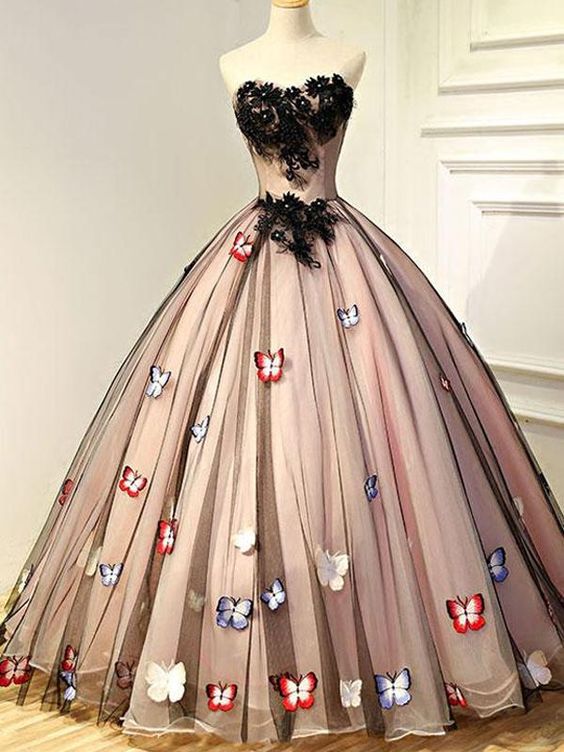 Ball Gown Sweetheart Sleeveless Tulle Floor-Length Prom Dresses main image 1