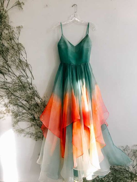 Rainbow High Low Prom Dress