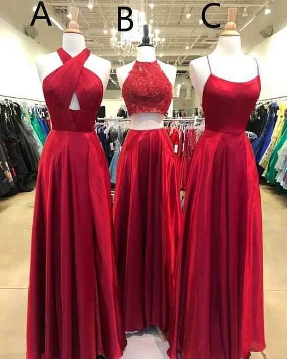 Sexy Long Senior Prom Dress Red Formal Gown Evening Dress M495