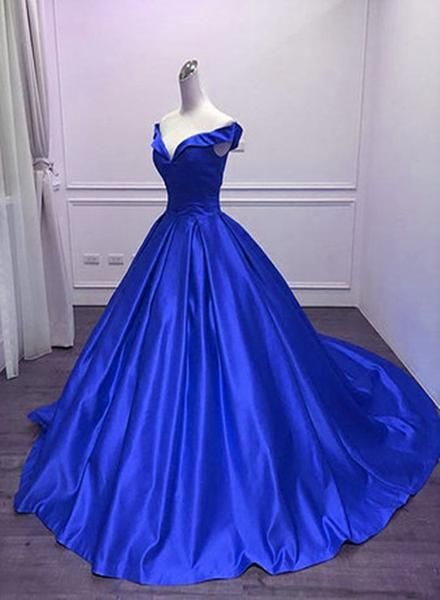 Royal Blue Gorgeous Formal Gowns, Satin Party Dresses, Formal Gowns M562