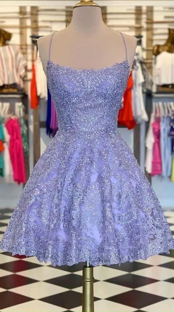 Short Homecoming Dresses, Formal Lace Dresses For Teens M572