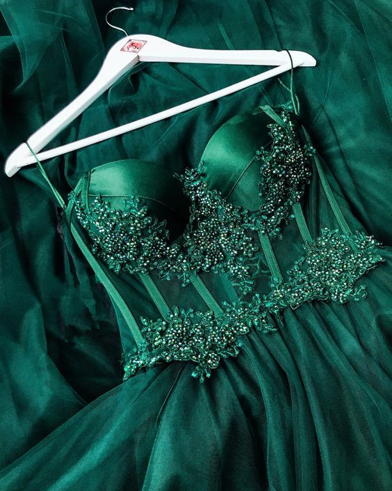 Prom Dress, Ball Gown, Formal Dress, Evening Gown, Emerald Green Dress M580